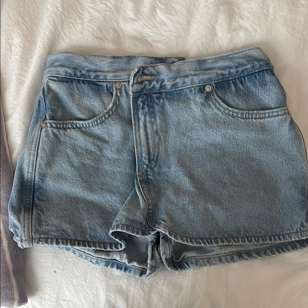 Zara Blue Jean Shorts Distressed Casual